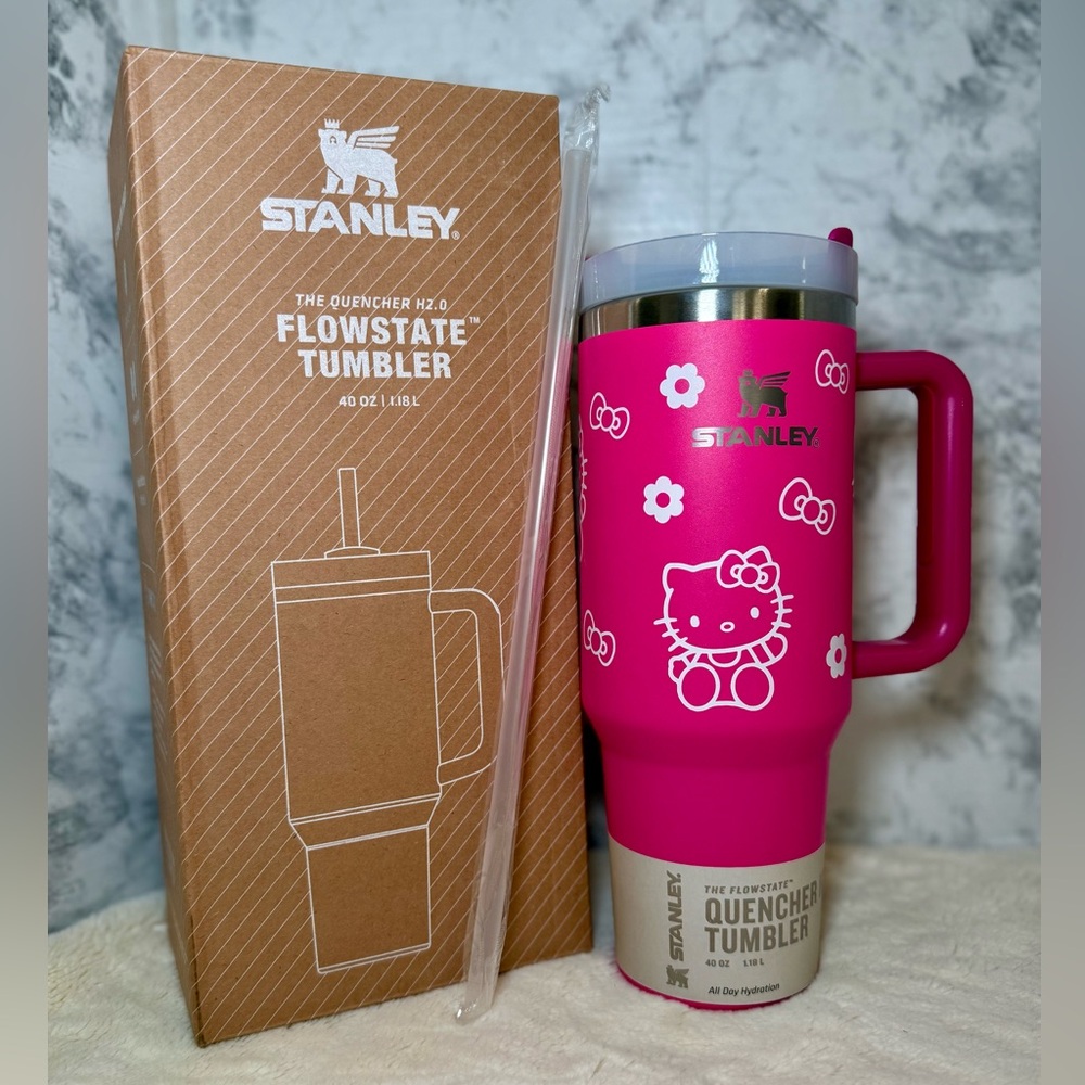 Stanley X Hello Kitty Limited Edition Hot Pink Flowstate Tumbler